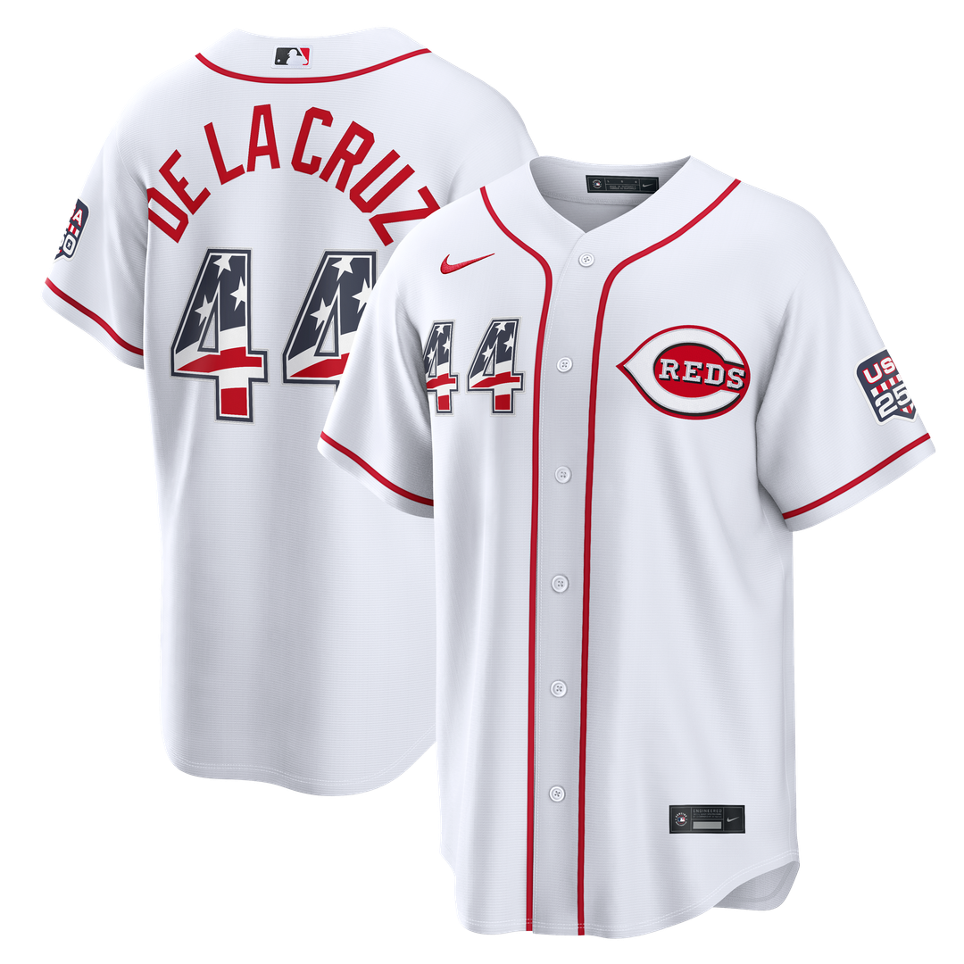 Elly De La Cruz Cincinnati Reds Nike USA 250 Fourth of July Home Stadium Jersey - White Official MLB Team Apparel Baseball Fan Gear