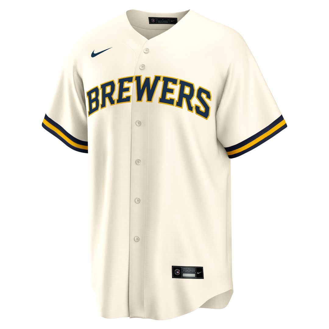 Christian Yelich Milwaukee Brewers Nike Home Replica Player Jersey - Cream Official MLB Team Apparel Baseball Fan Gear