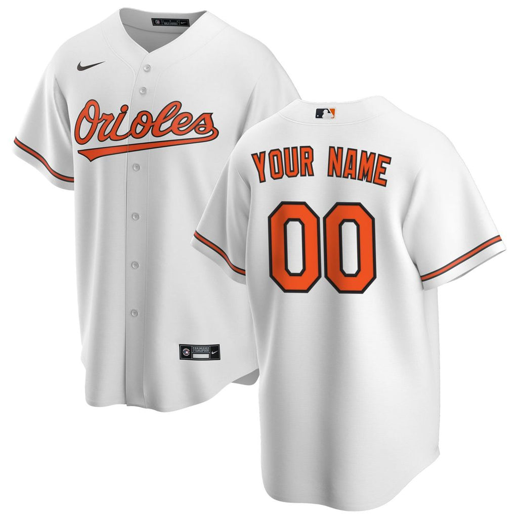 Baltimore Orioles Nike Home Replica Custom Jersey - White Official MLB Team Apparel Baseball Fan Gear