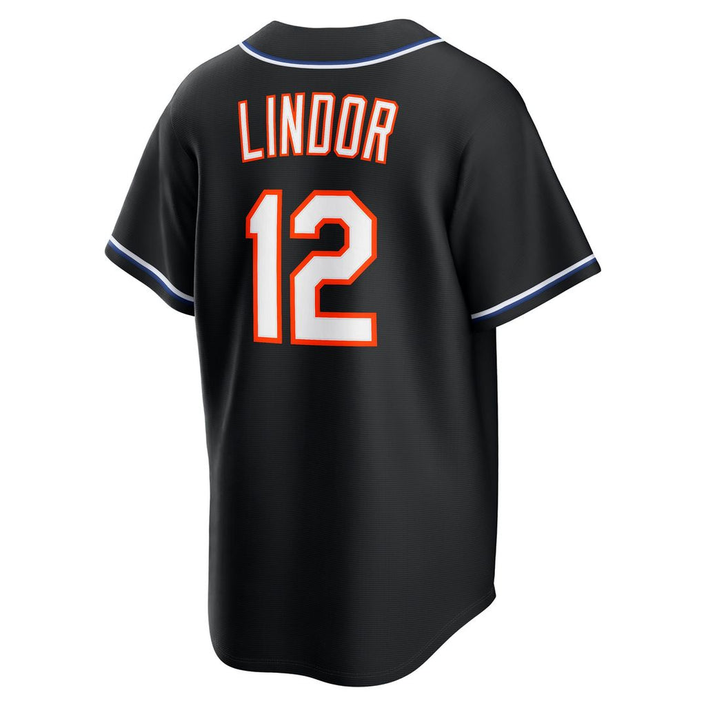 Francisco Lindor New York Mets Nike Fashion Replica Black Out Jersey Official MLB Team Apparel Baseball Fan Gear