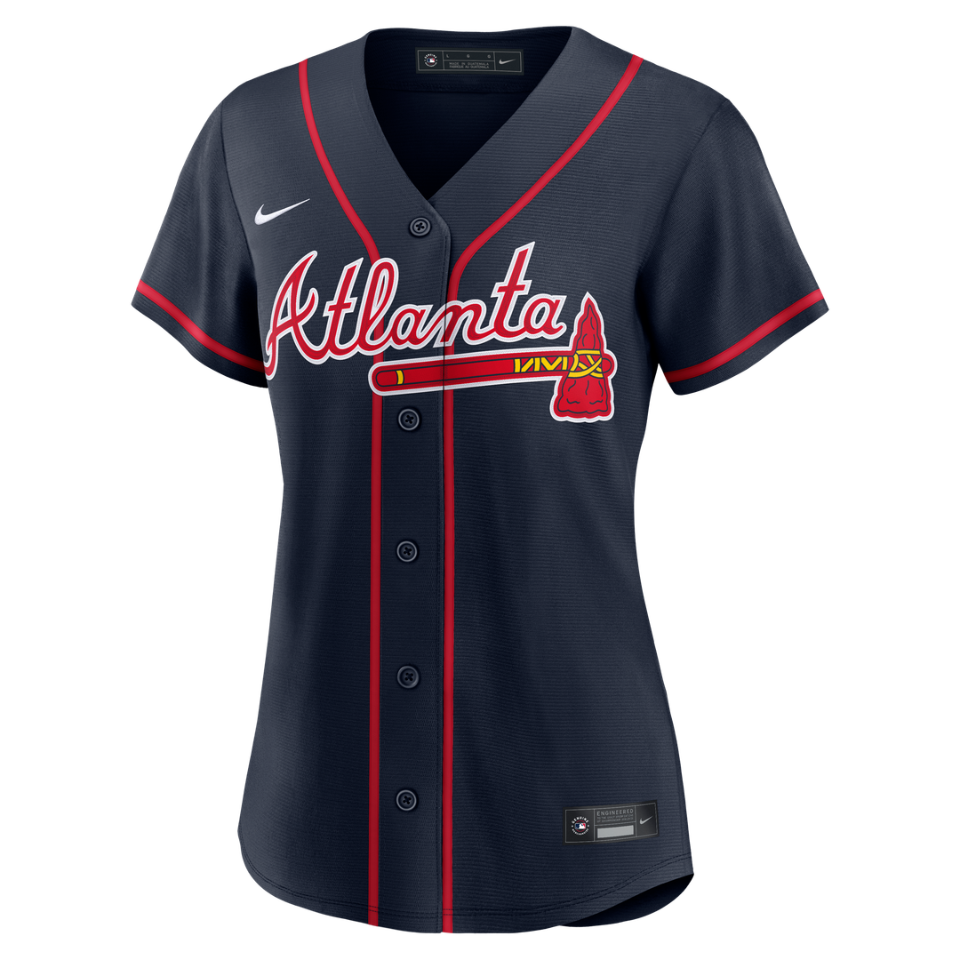 Ronald Acuña Jr. Atlanta Braves Nike Women's Alternate Replica Jersey - Navy Official MLB Team Apparel Baseball Fan Gear
