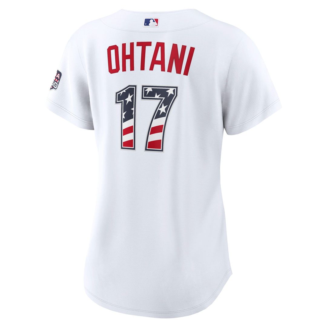 Shohei Ohtani Los Angeles Dodgers Nike Women's USA 250 Fourth of July Home Stadium Jersey - White Official MLB Team Apparel Baseball Fan Gear