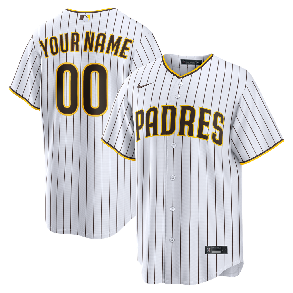 San Diego Padres Nike Home Replica Custom Jersey - White Official MLB Team Apparel Baseball Fan Gear
