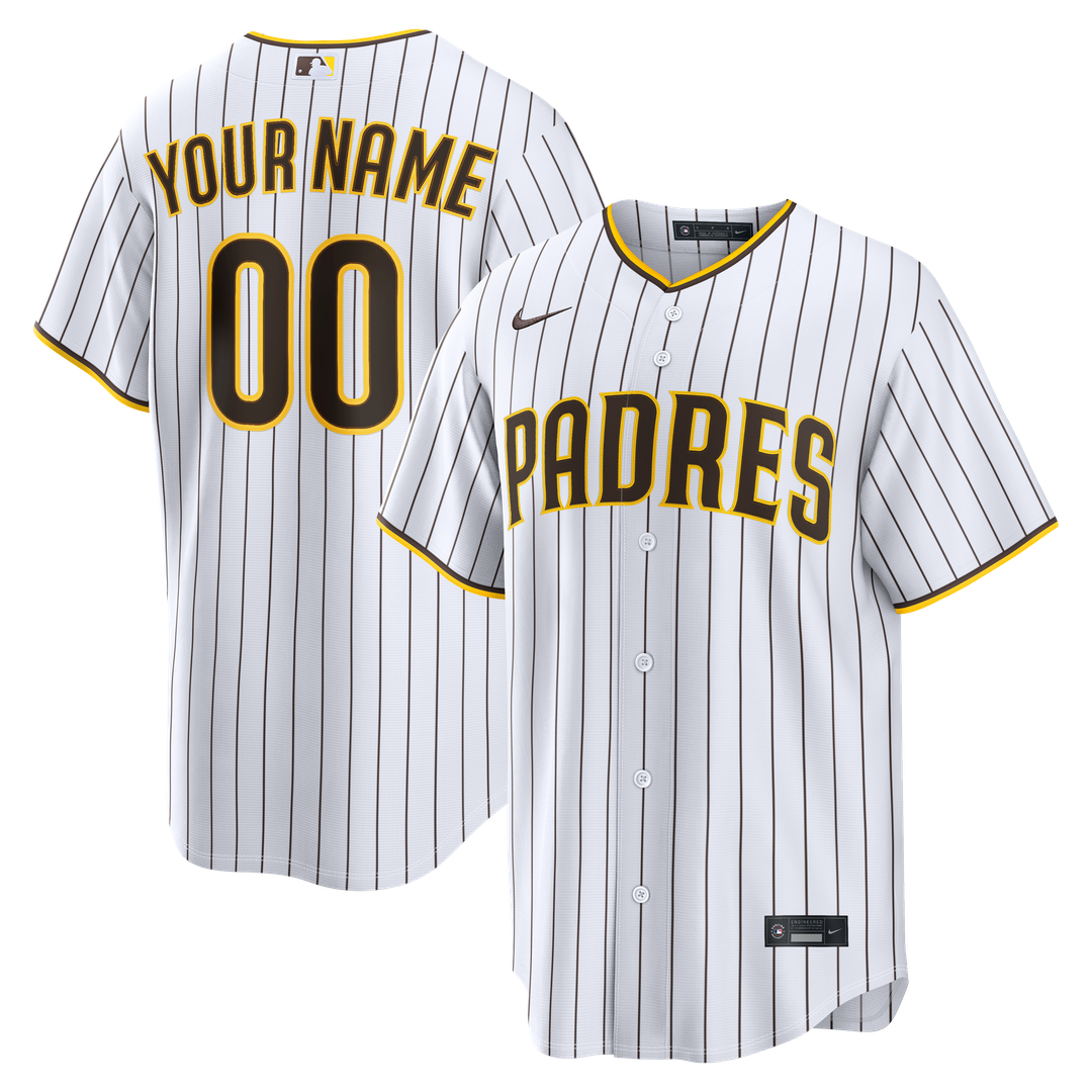 San Diego Padres Nike Home Replica Custom Jersey - White Official MLB Team Apparel Baseball Fan Gear
