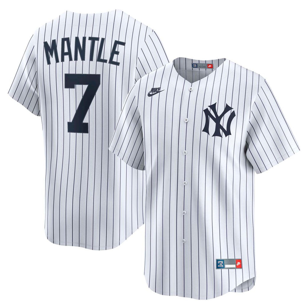 Mickey Mantle New York Yankees Nike Throwback Cooperstown Collection Limited Jersey - White Official MLB Team Apparel Baseball Fan Gear