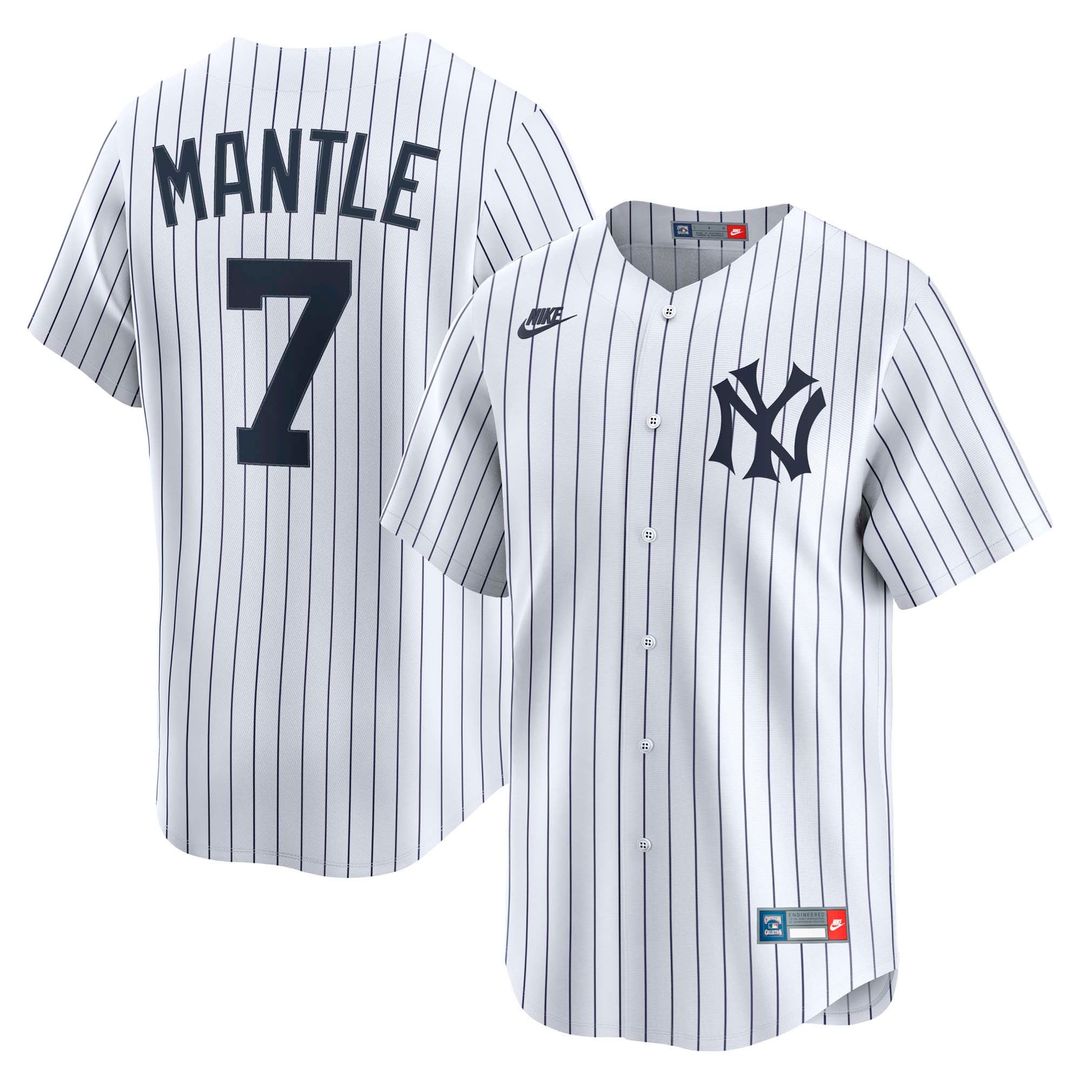Mickey Mantle New York Yankees Nike Throwback Cooperstown Collection Limited Jersey - White Official MLB Team Apparel Baseball Fan Gear