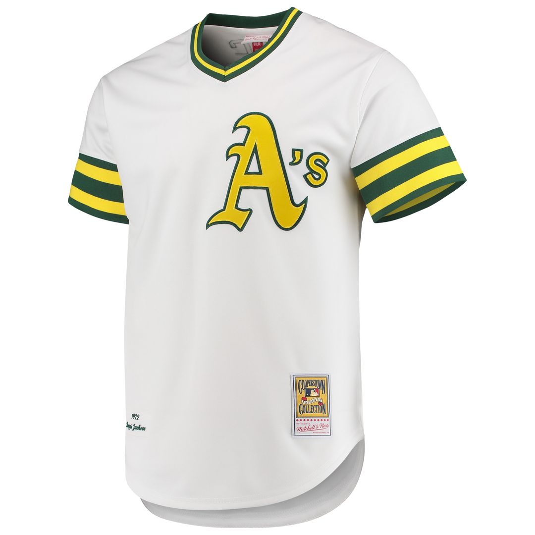Reggie Jackson Athletics Mitchell & Ness 1972 Cooperstown Collection Authentic Jersey - White Official MLB Team Apparel Baseball Fan Gear