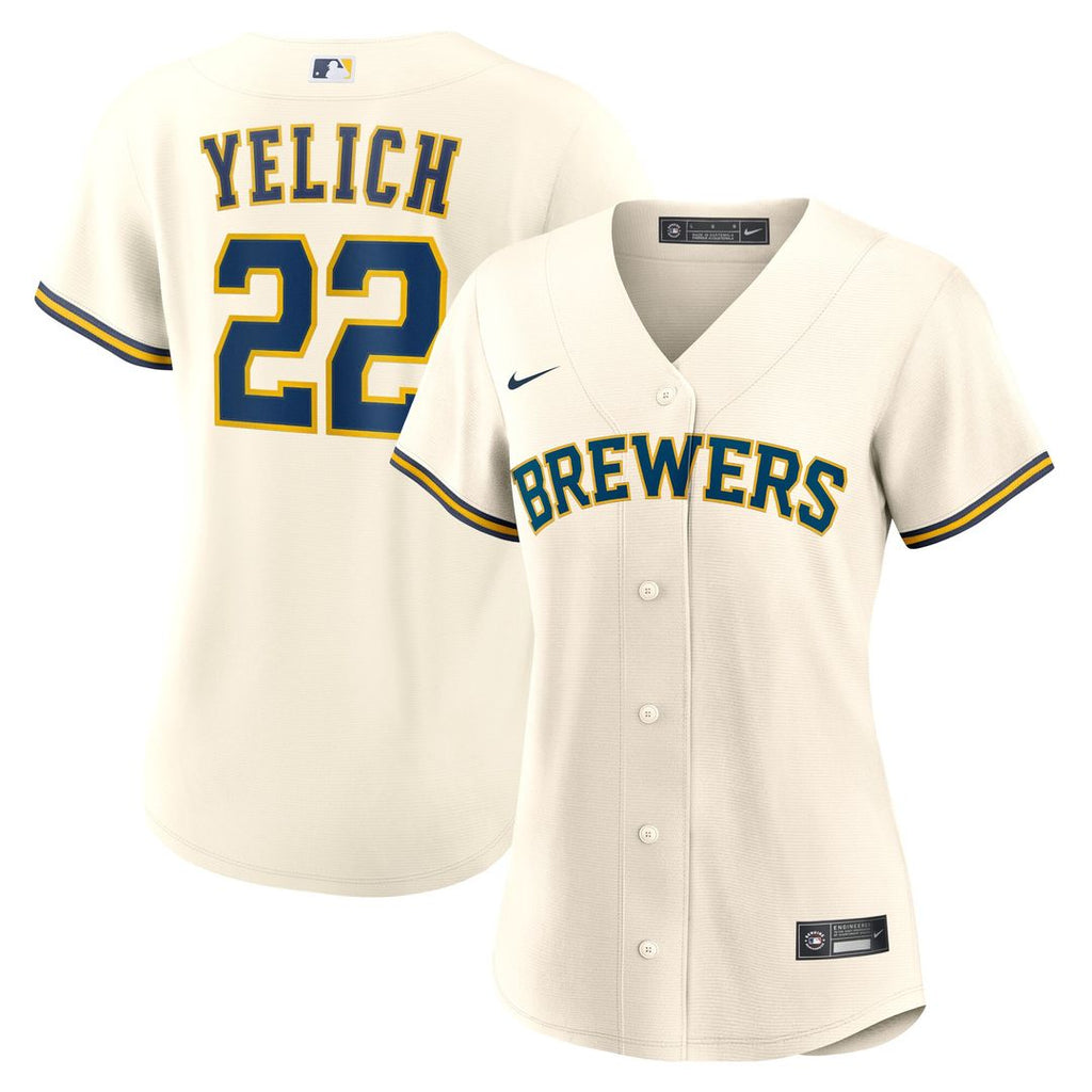 Christian Yelich Milwaukee Brewers Nike Women's Home Replica Player Jersey - Cream Official MLB Team Apparel Baseball Fan Gear