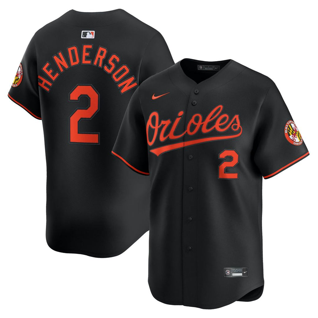 Gunnar Henderson Baltimore Orioles Nike Alternate Limited Player Jersey - Black Official MLB Team Apparel Baseball Fan Gear