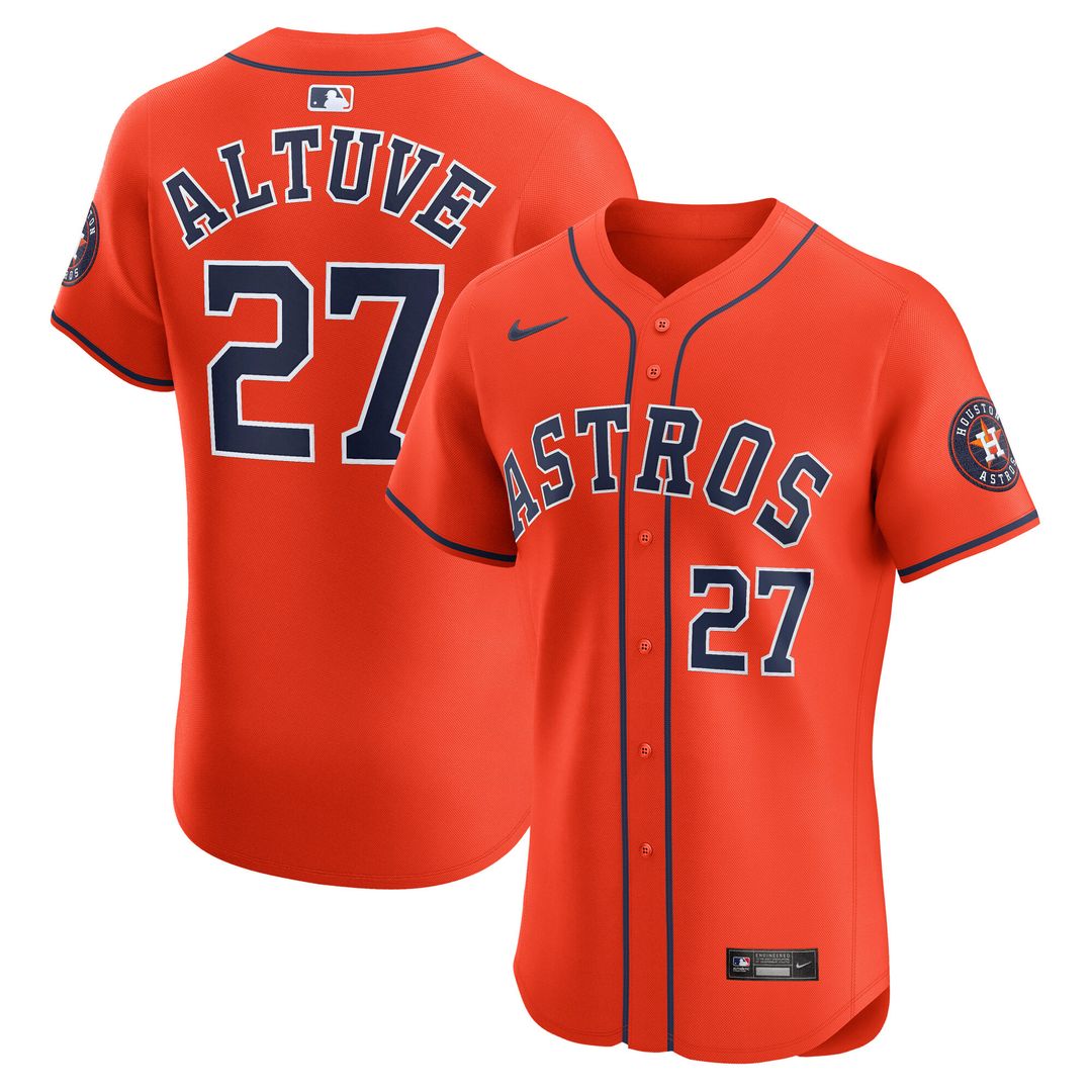 Jose Altuve Houston Astros Nike Alternate Elite Player Jersey - Orange Official MLB Team Apparel Baseball Fan Gear