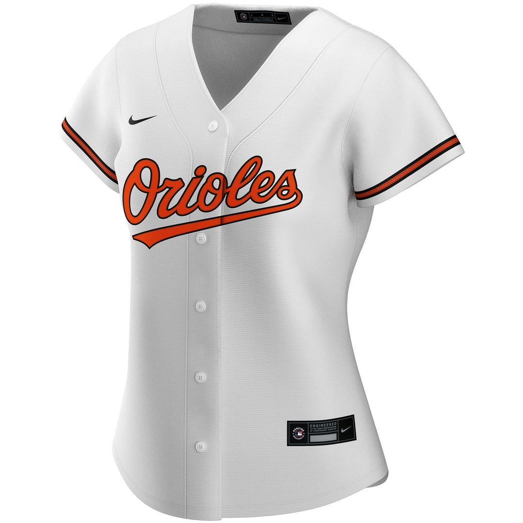 Baltimore Orioles Nike Women's Home Replica Custom Jersey - White Official MLB Team Apparel Baseball Fan Gear