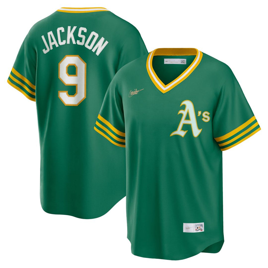 Reggie Jackson Athletics Nike Road Cooperstown Collection Player Jersey - Kelly Green Official MLB Team Apparel Baseball Fan Gear