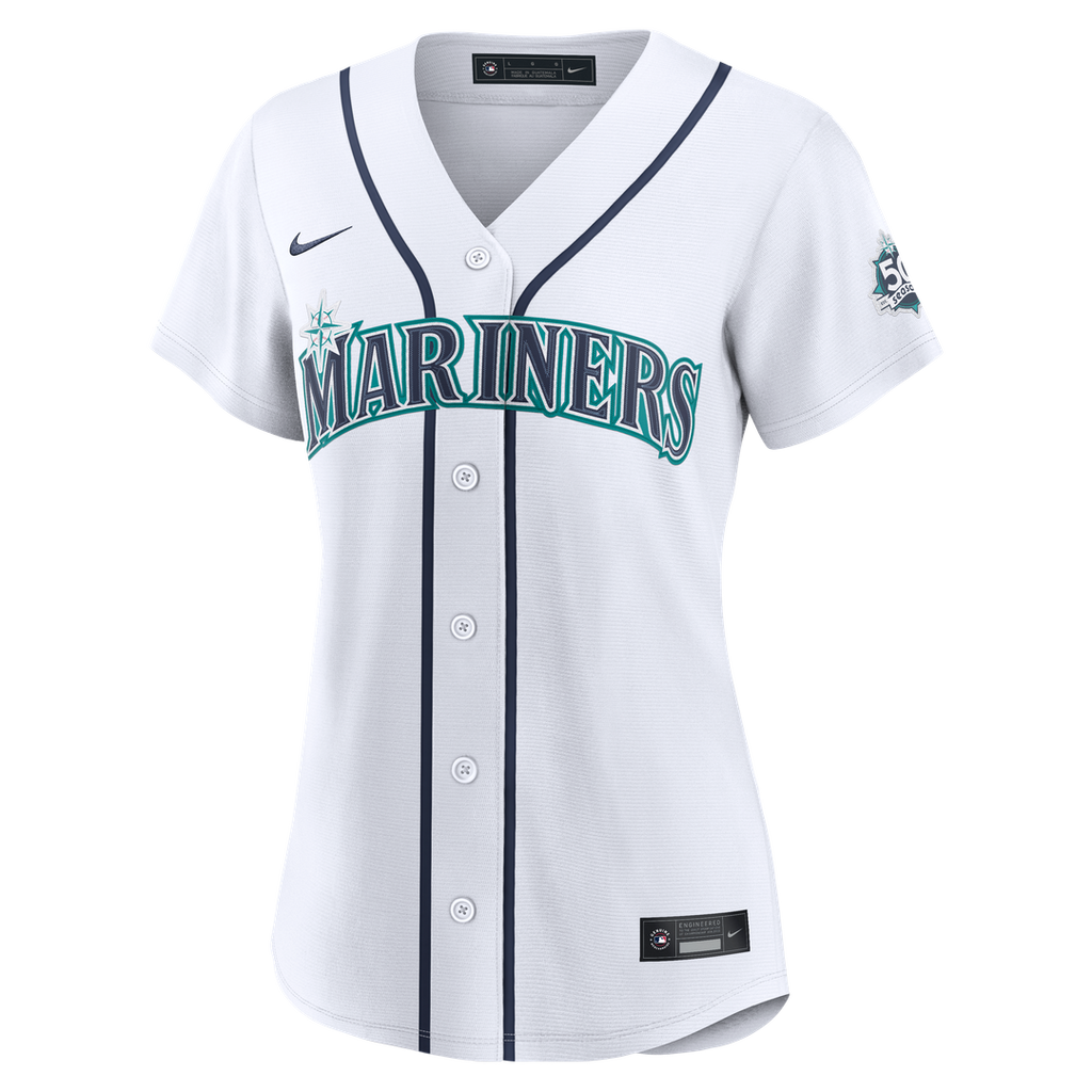 Seattle Mariners Nike Women's Home 50th Season Stadium Jersey - White Official MLB Team Apparel Baseball Fan Gear