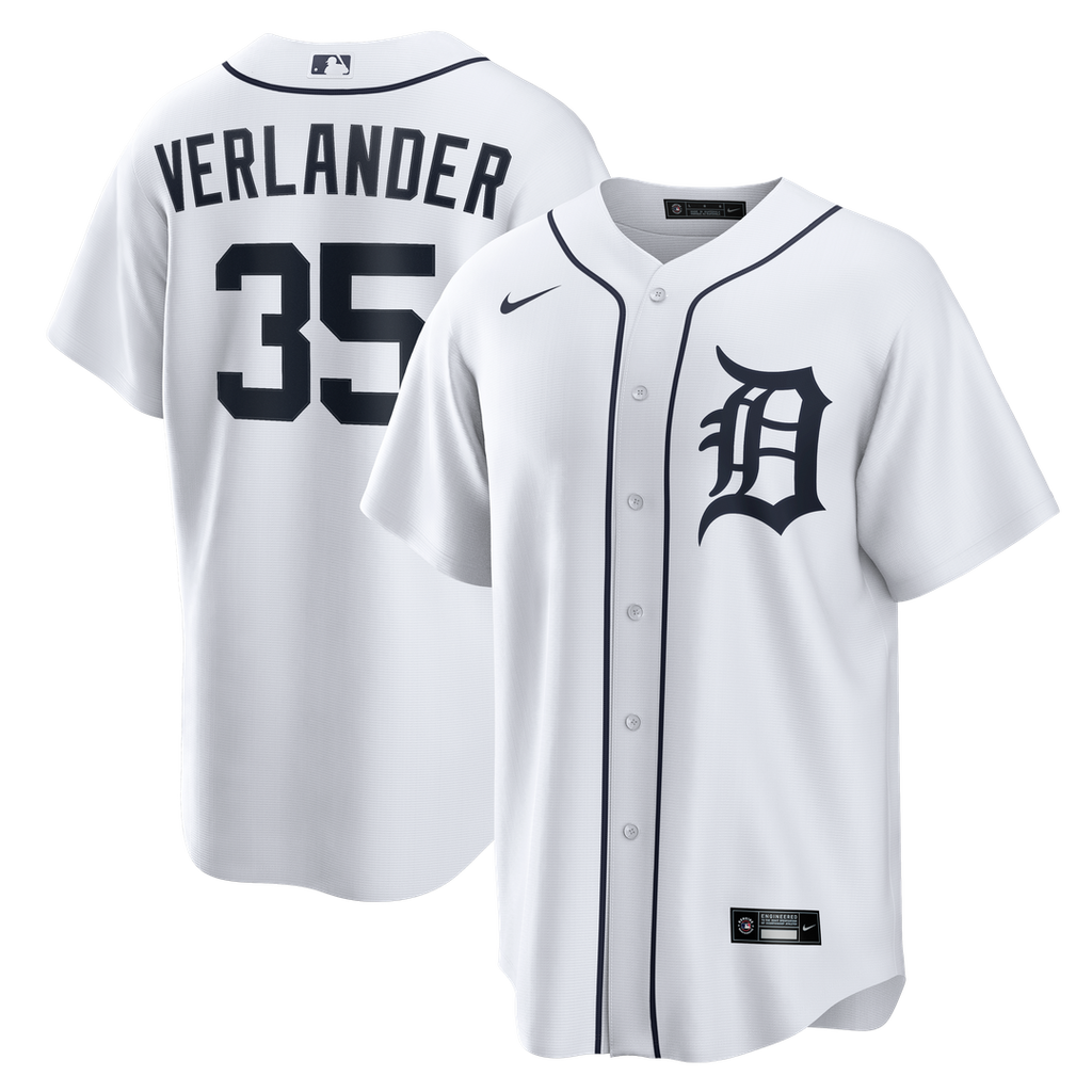 Justin Verlander Detroit Tigers Nike Home Replica Jersey - White Official MLB Team Apparel Baseball Fan Gear