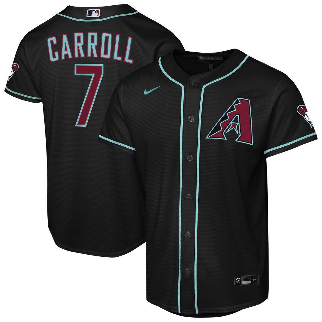 Corbin Carroll Arizona Diamondbacks Nike Youth Alternate Stadium Jersey - Black Official MLB Team Apparel Baseball Fan Gear
