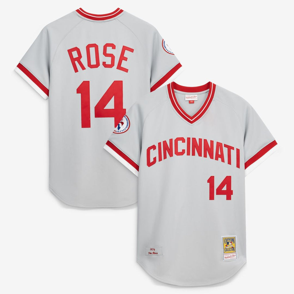 Pete Rose Cincinnati Reds Mitchell & Ness 1976 Authentic Jersey - Gray Official MLB Team Apparel Baseball Fan Gear