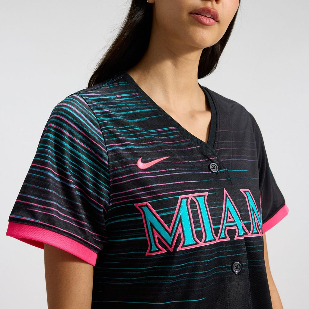 Miami Marlins Nike Women's 2025 City Connect Limited Jersey - Black Official MLB Team Apparel Baseball Fan Gear