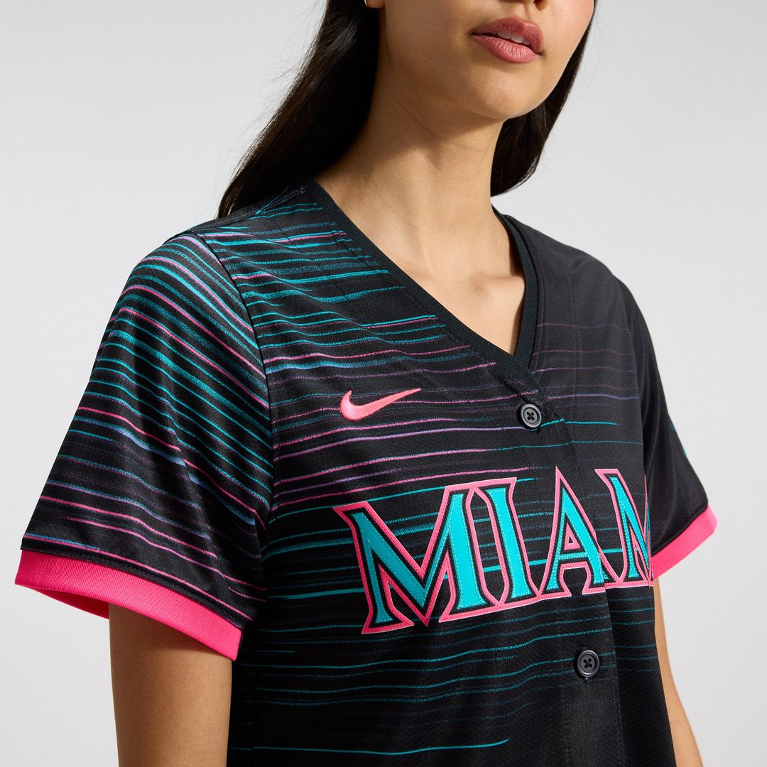Miami Marlins Nike Women's 2025 City Connect Limited Jersey - Black Official MLB Team Apparel Baseball Fan Gear