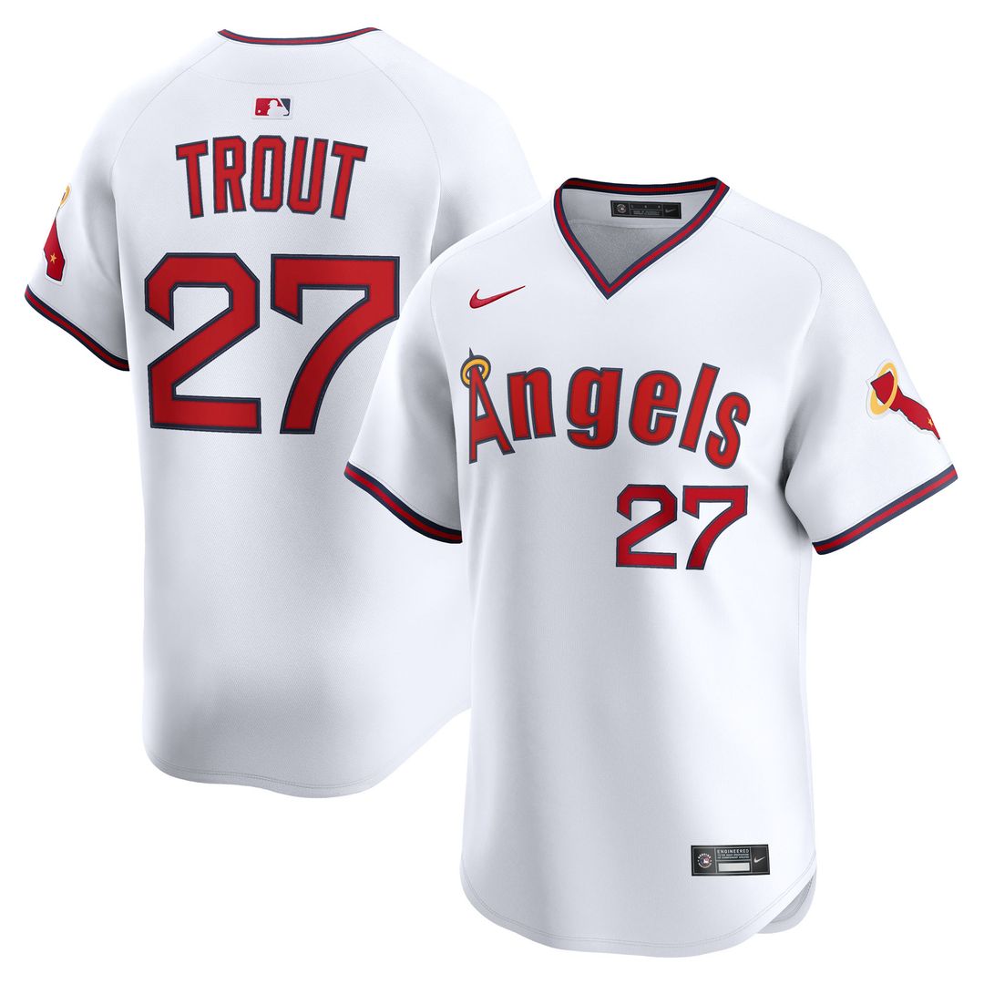 Mike Trout Los Angeles Angels Nike Alternate Limited Jersey - White Official MLB Team Apparel Baseball Fan Gear
