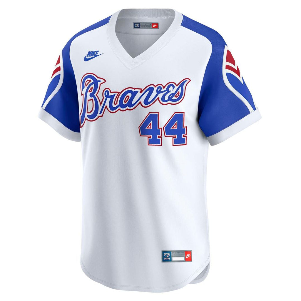 Hank Aaron Atlanta Braves Nike Throwback Cooperstown Collection Limited Jersey - White Official MLB Team Apparel Baseball Fan Gear