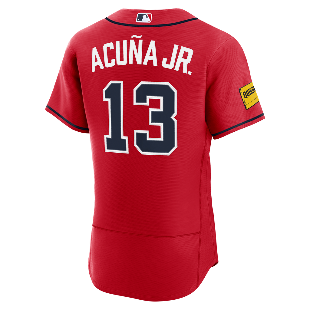Ronald Acuña Jr. Atlanta Braves Nike Alternate Authentic Sponsor Patch Jersey - Red Official MLB Team Apparel Baseball Fan Gear
