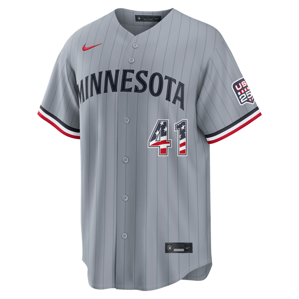 Joe Ryan Minnesota Twins Nike USA 250 Fourth of July Road Stadium Jersey - Gray Official MLB Team Apparel Baseball Fan Gear