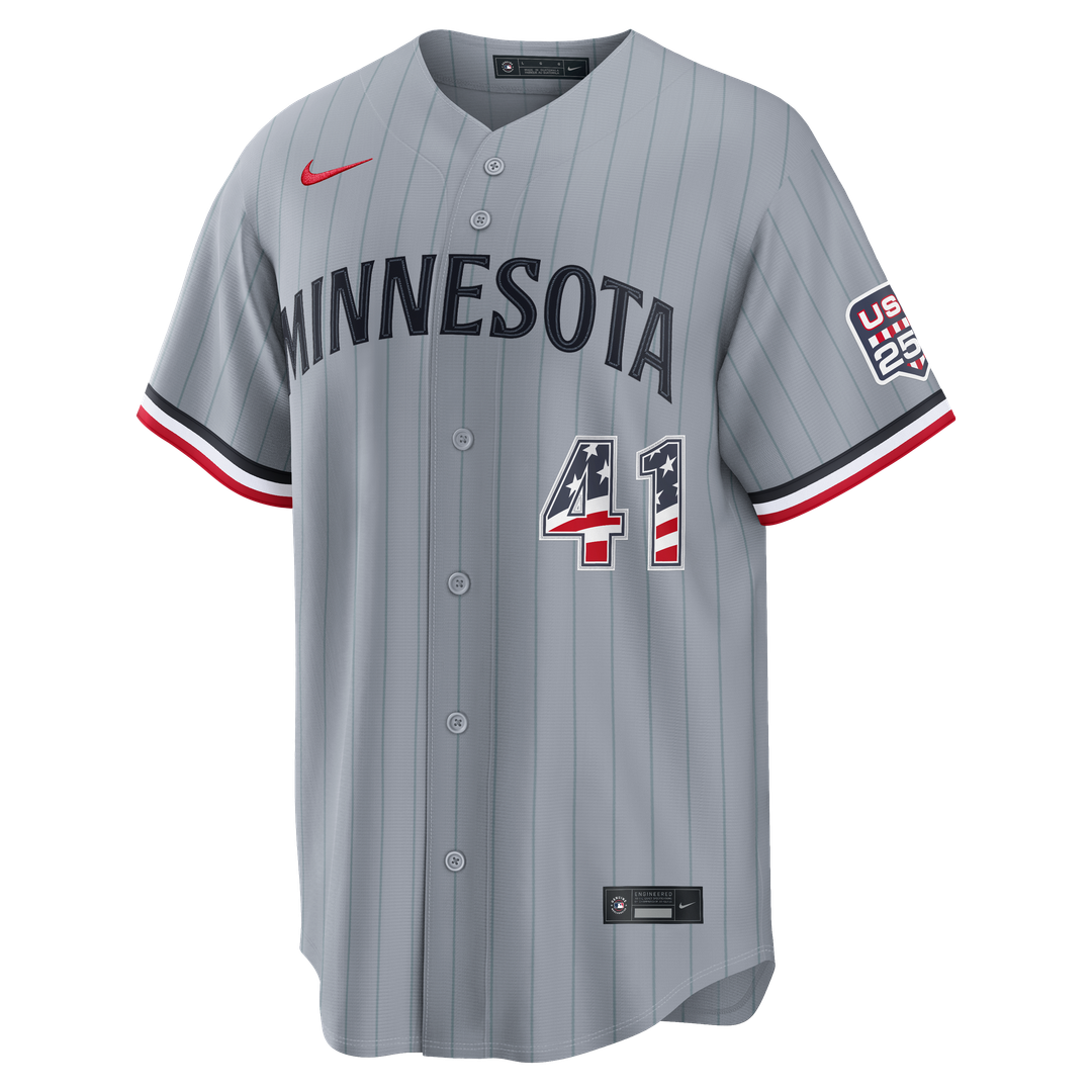 Joe Ryan Minnesota Twins Nike USA 250 Fourth of July Road Stadium Jersey - Gray Official MLB Team Apparel Baseball Fan Gear