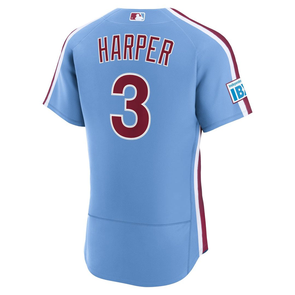 Bryce Harper Philadelphia Phillies Nike Home Authentic Sponsor Patch Jersey - White Official MLB Team Apparel Baseball Fan Gear