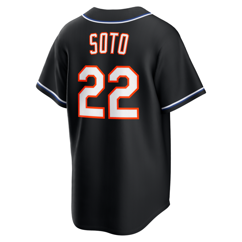 Juan Soto New York Mets Nike Fashion Replica Black Out Jersey Official MLB Team Apparel Baseball Fan Gear