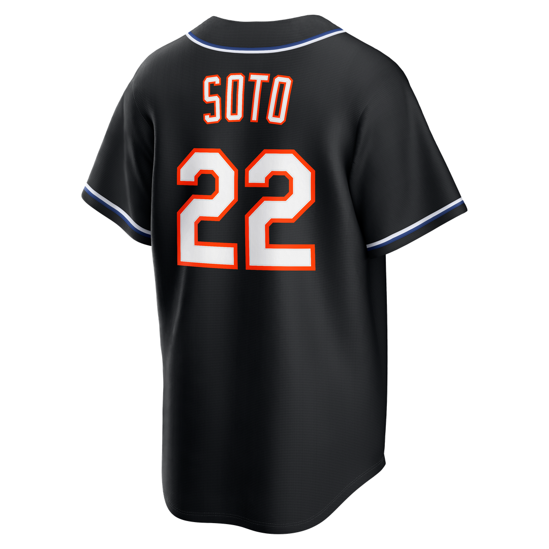 Juan Soto New York Mets Nike Fashion Replica Black Out Jersey Official MLB Team Apparel Baseball Fan Gear