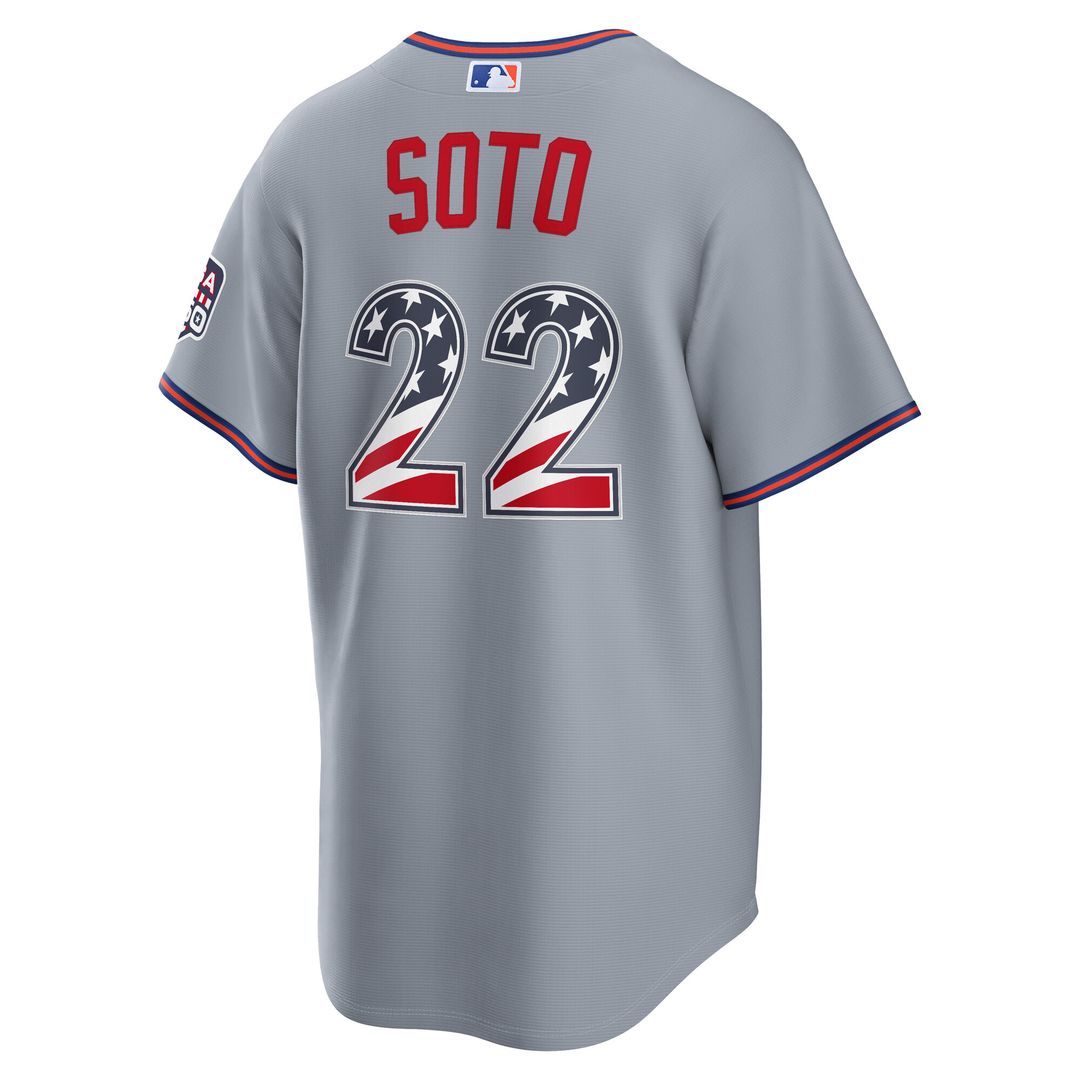 Juan Soto New York Mets Nike USA 250 Fourth of July Road Stadium Jersey - Gray Official MLB Team Apparel Baseball Fan Gear