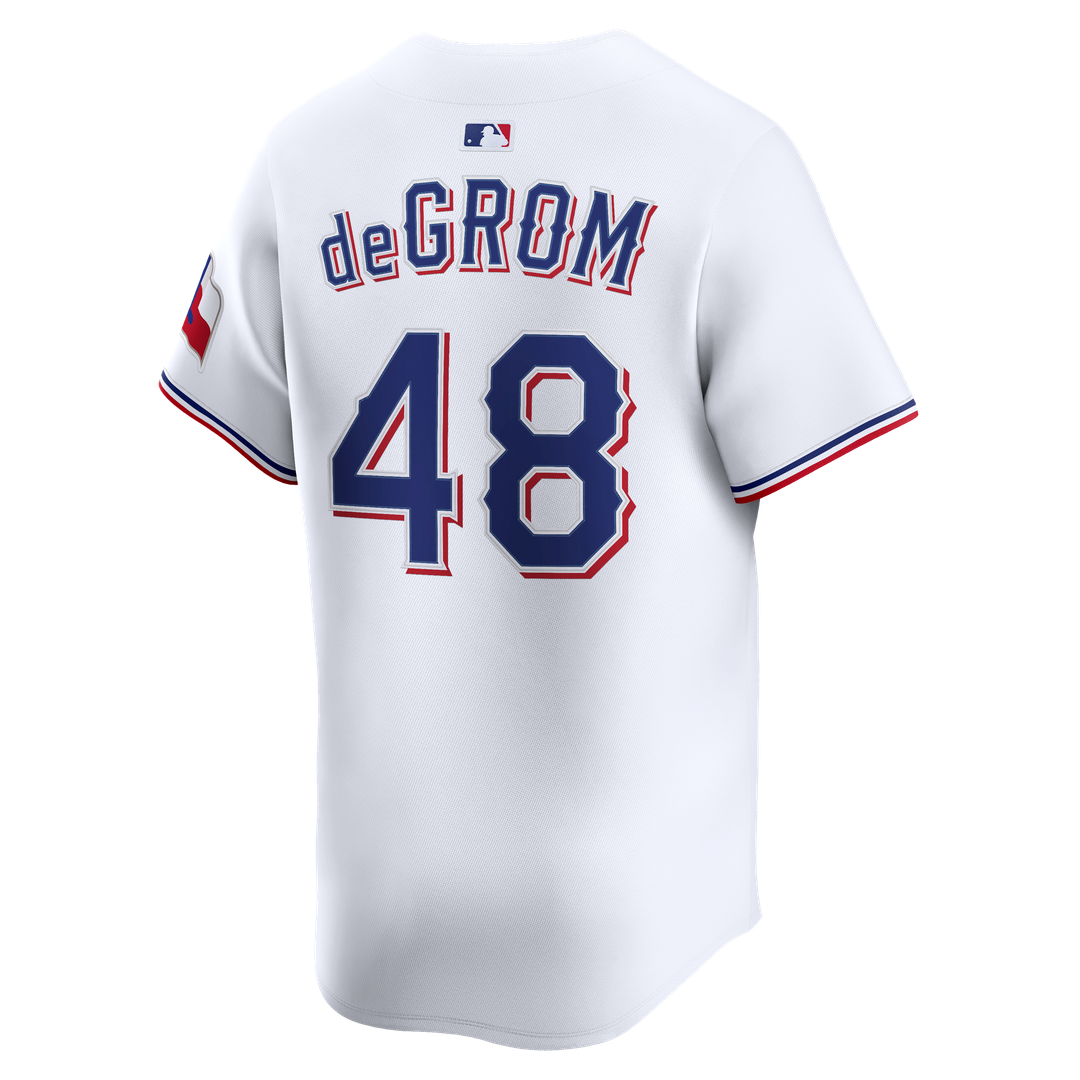 Jacob deGrom Texas Rangers Nike Home Limited Jersey - White Official MLB Team Apparel Baseball Fan Gear