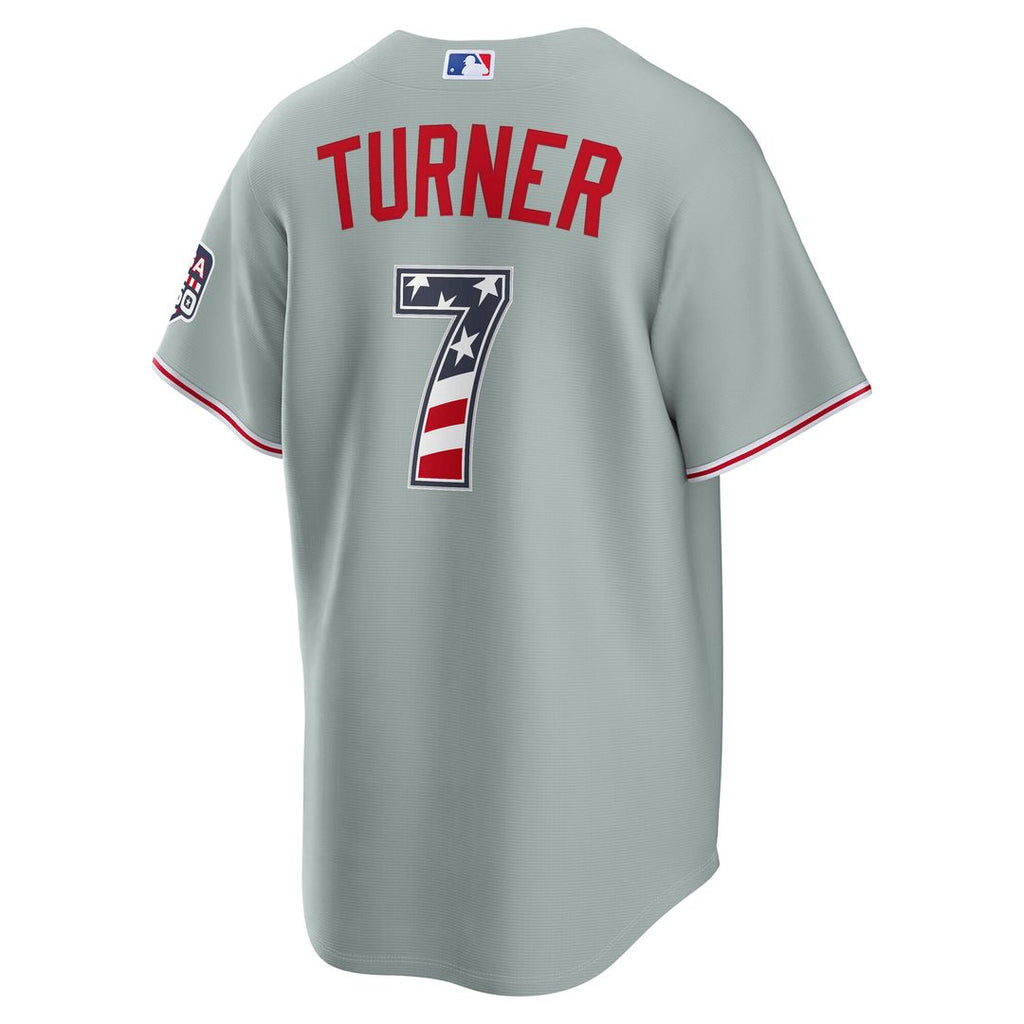 Trea Turner Philadelphia Phillies Nike USA 250 Fourth of July Road Stadium Jersey - Gray Official MLB Team Apparel Baseball Fan Gear