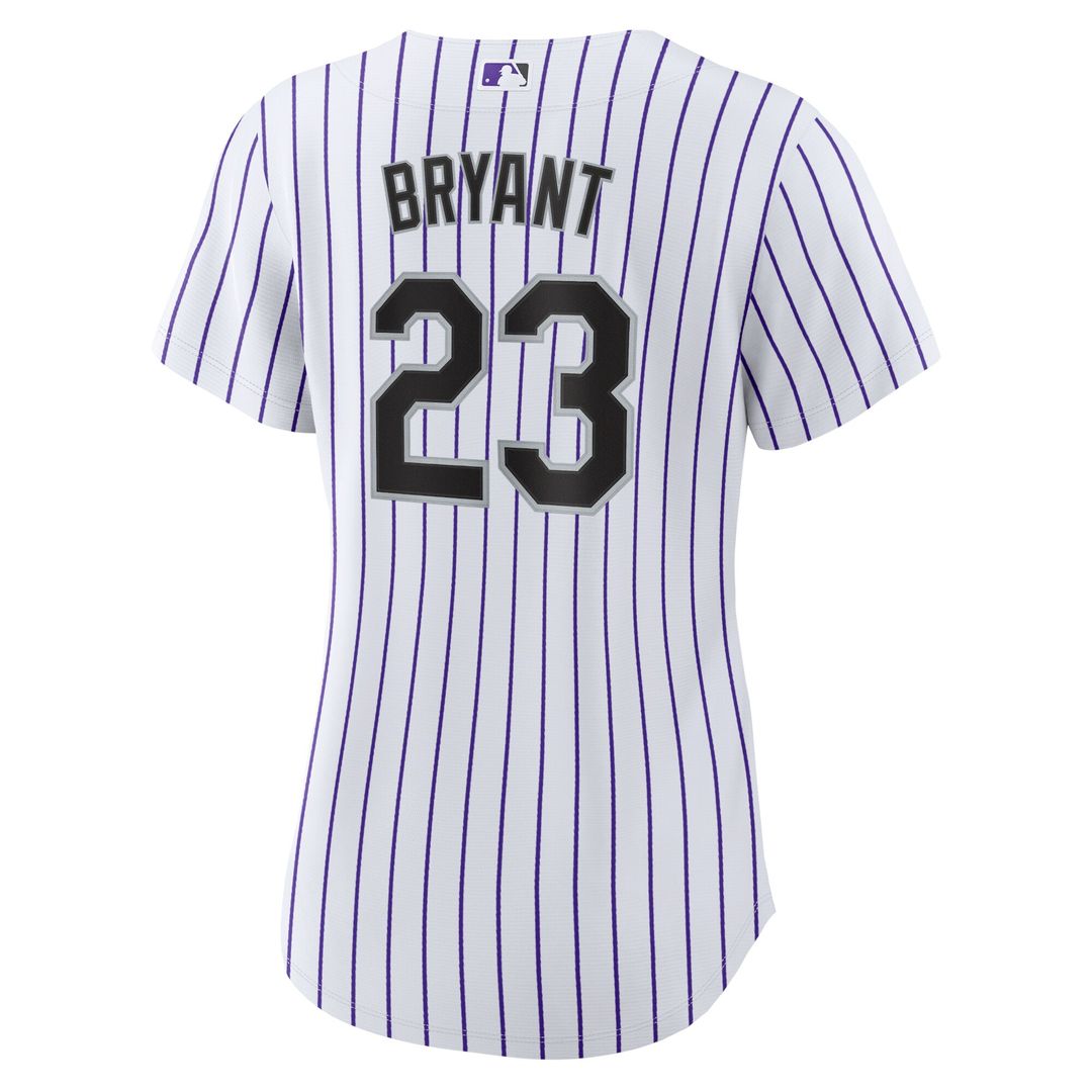 Kris Bryant Colorado Rockies Nike Women's Replica Player Jersey - White/Purple Official MLB Team Apparel Baseball Fan Gear