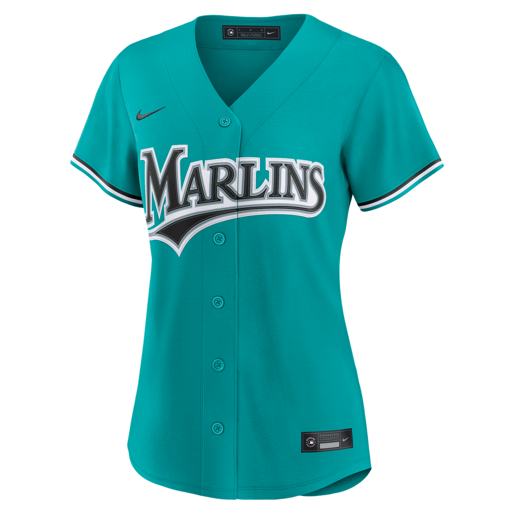 Miami Marlins Nike Women's Alternate Replica Jersey - Teal Official MLB Team Apparel Baseball Fan Gear
