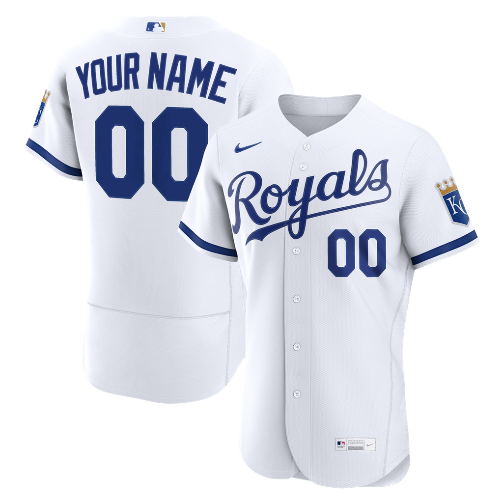 Kansas City Royals Nike Home Authentic Custom Jersey - White Official MLB Team Apparel Baseball Fan Gear