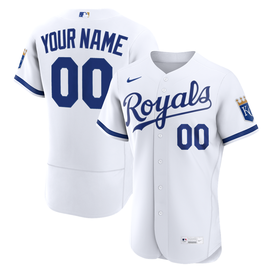 Kansas City Royals Nike Home Authentic Custom Jersey - White Official MLB Team Apparel Baseball Fan Gear