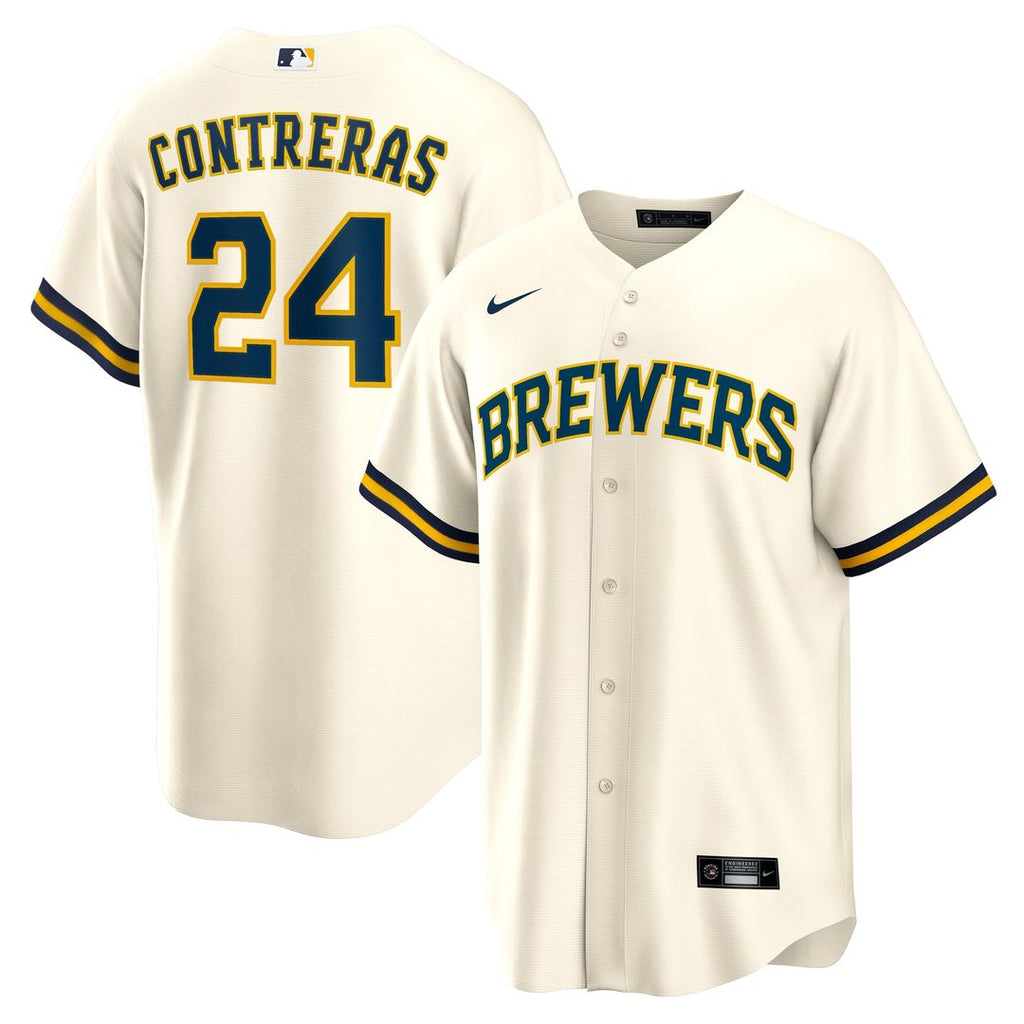 William Contreras Milwaukee Brewers Nike Home Replica Jersey - Cream Official MLB Team Apparel Baseball Fan Gear