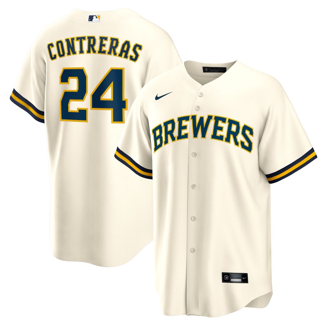 William Contreras Milwaukee Brewers Nike Home Replica Jersey - Cream Official MLB Team Apparel Baseball Fan Gear
