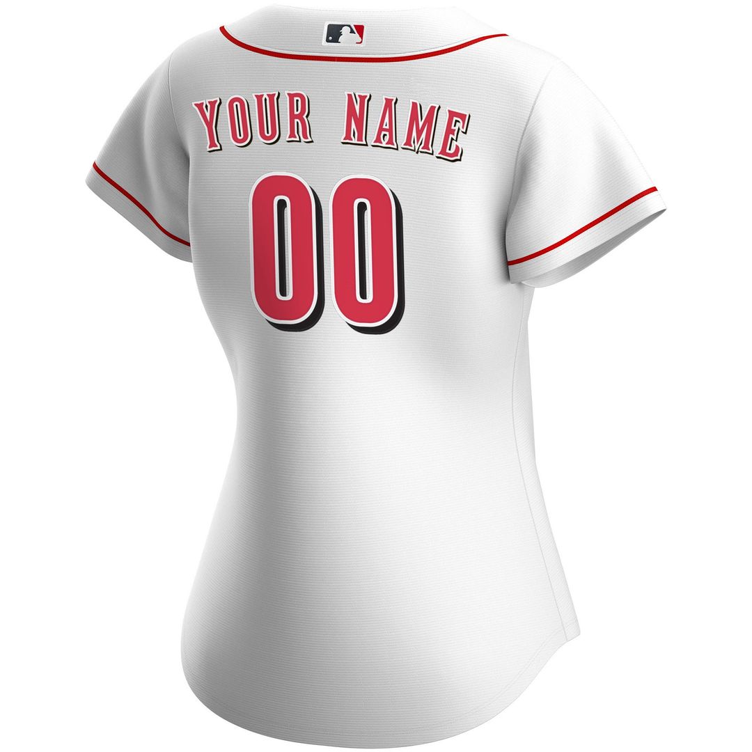 Cincinnati Reds Nike Women's Home Replica Custom Jersey - White Official MLB Team Apparel Baseball Fan Gear