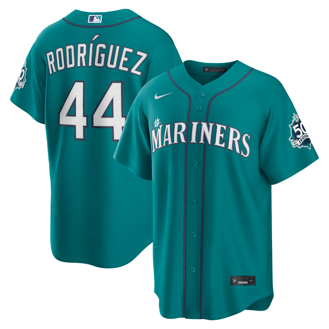 Julio Rodríguez Seattle Mariners Nike Alternate Stadium 50th Season Patch Jersey - Teal Official MLB Team Apparel Baseball Fan Gear