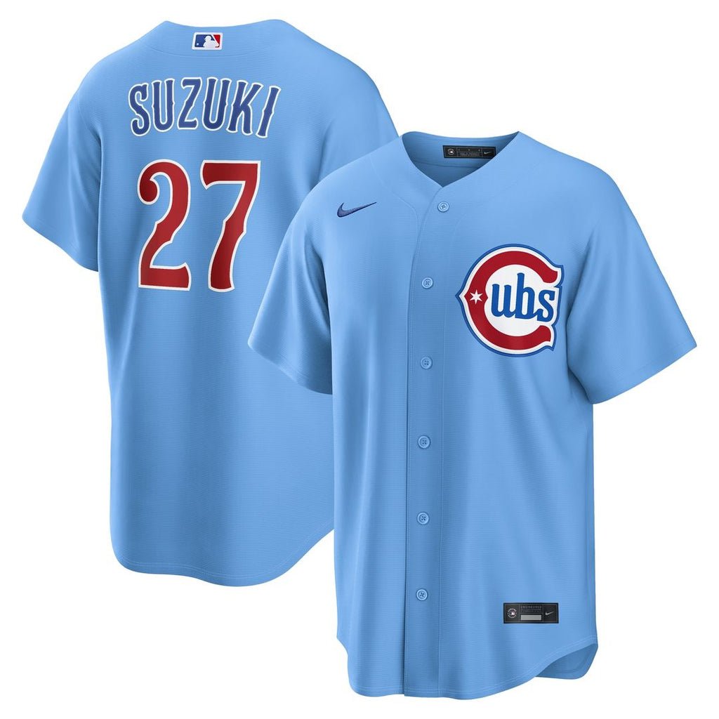 Seiya Suzuki Chicago Cubs Nike Alternate Replica Jersey - Light Blue Official MLB Team Apparel Baseball Fan Gear