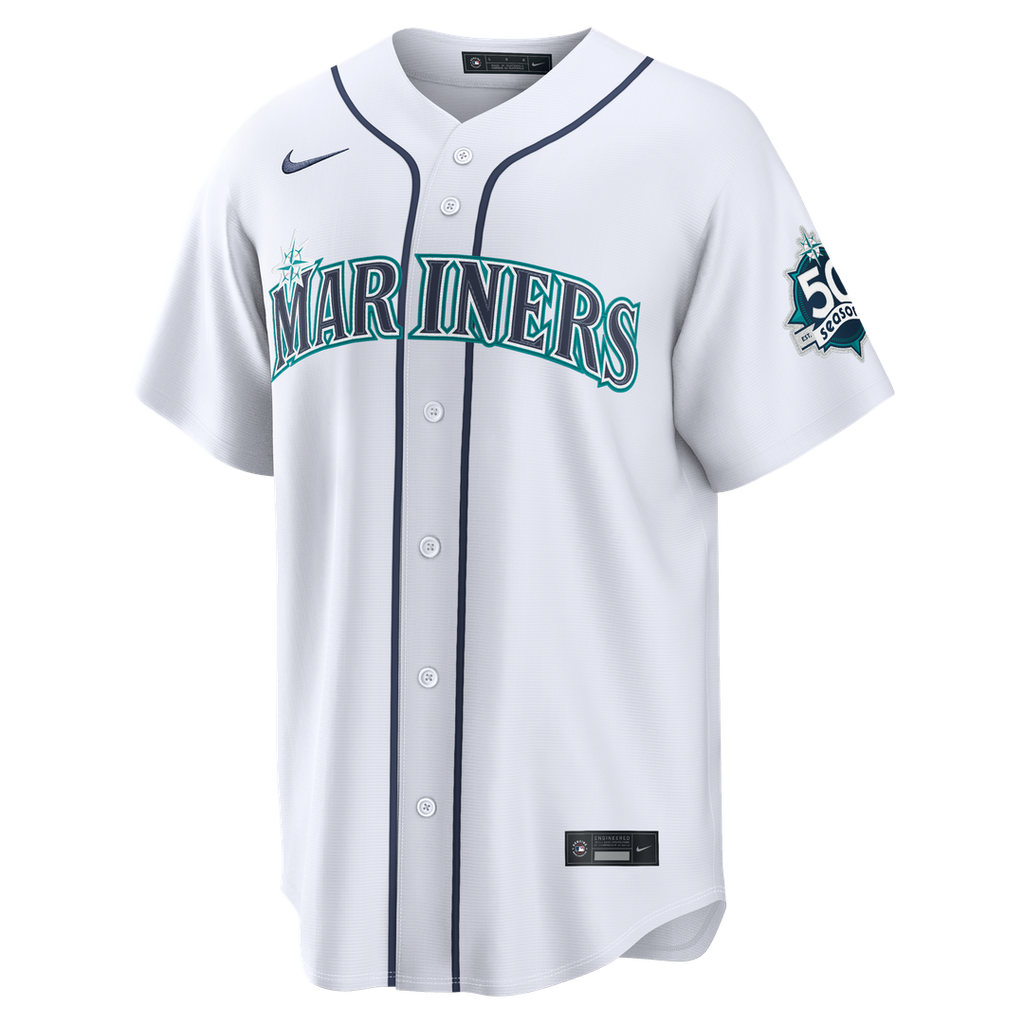 Julio Rodríguez Seattle Mariners Nike Home Stadium 50th Season Patch Jersey - White Official MLB Team Apparel Baseball Fan Gear