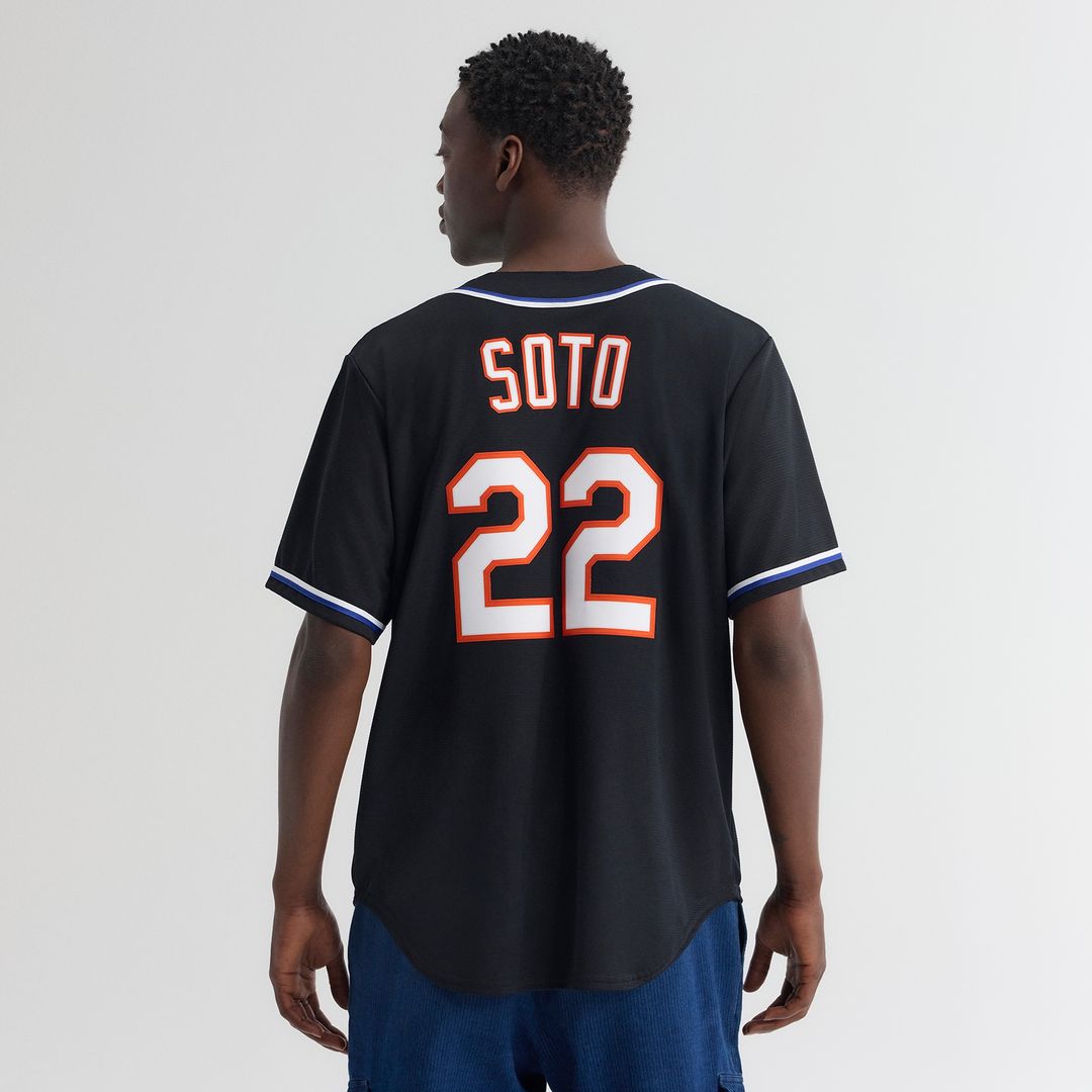 Juan Soto New York Mets Nike Fashion Replica Black Out Jersey Official MLB Team Apparel Baseball Fan Gear