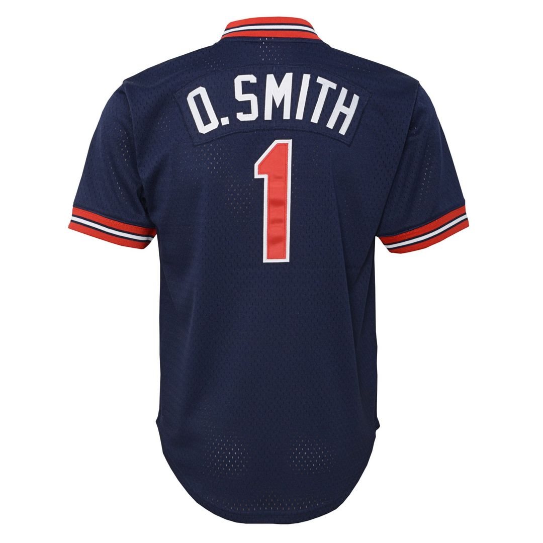 Ozzie Smith St. Louis Cardinals Mitchell & Ness Youth Cooperstown Collection Mesh Batting Practice Jersey - Navy Official MLB Team Apparel Baseball Fa