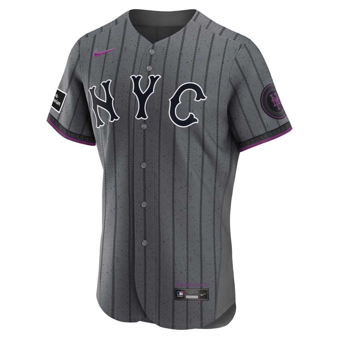 Francisco Lindor New York Mets Nike City Connect Authentic Sponsor Patch Jersey - Gray Official MLB Team Apparel Baseball Fan Gear
