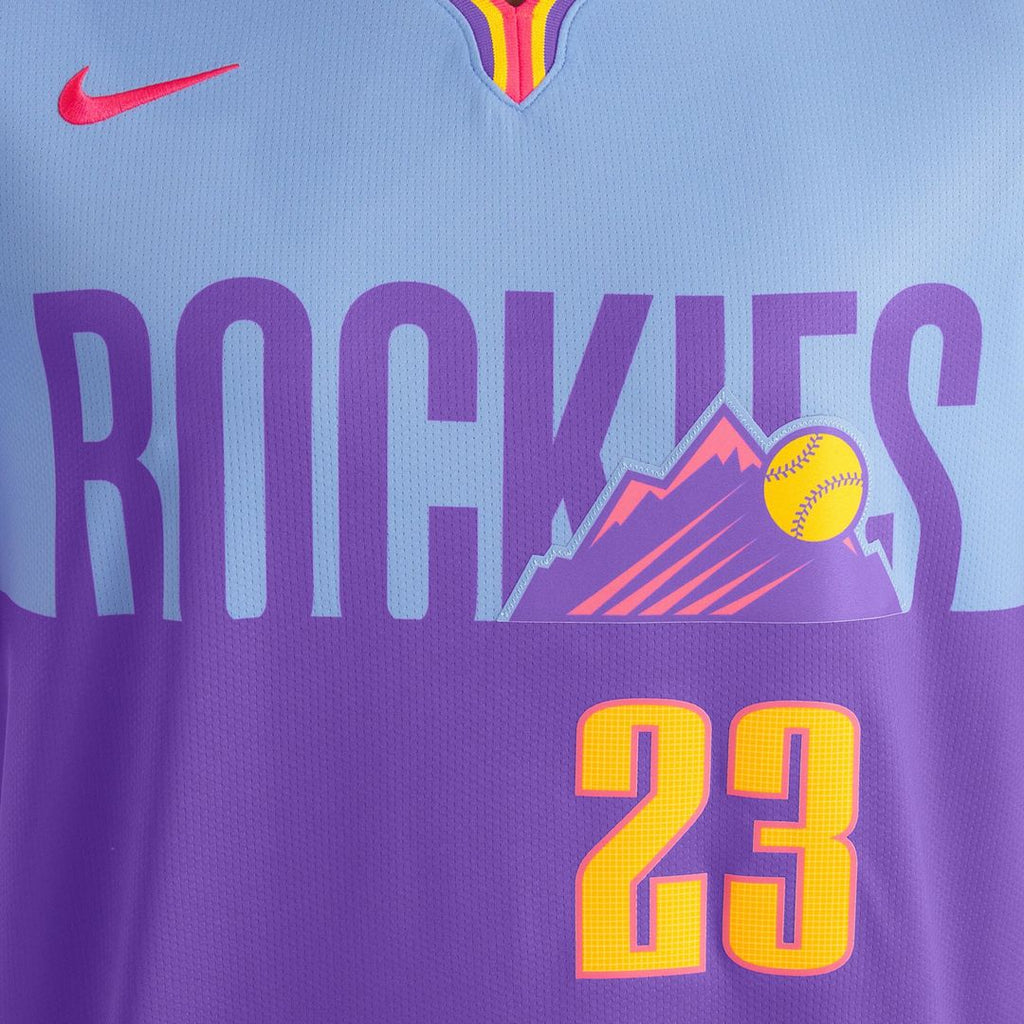 Kris Bryant Colorado Rockies Nike 2025 City Connect Limited Player Jersey - Purple/Light Blue Official MLB Team Apparel Baseball Fan Gear