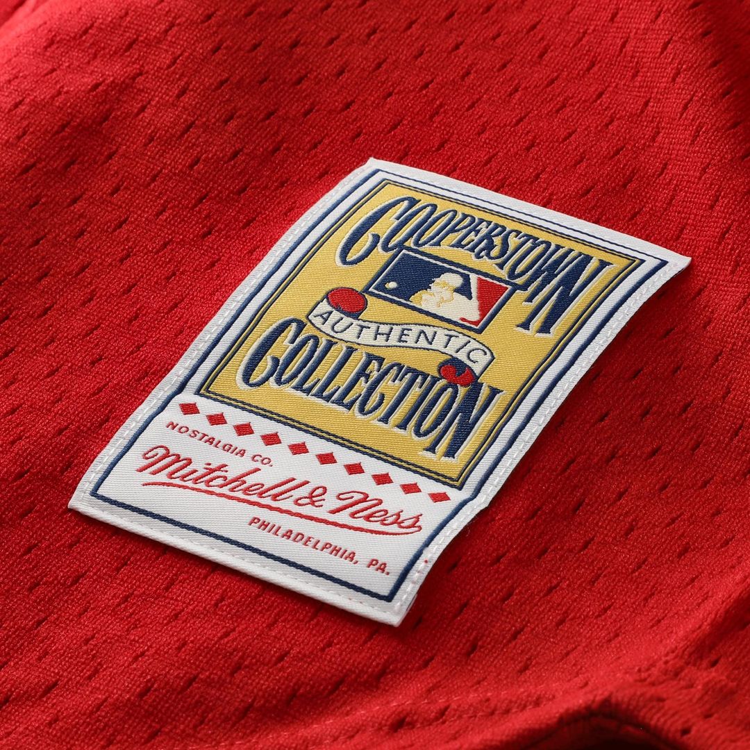 Deion Sanders Cincinnati Reds Mitchell & Ness Cooperstown Mesh Batting Practice Button-Up Jersey - Red Official MLB Team Apparel Baseball Fan Gear