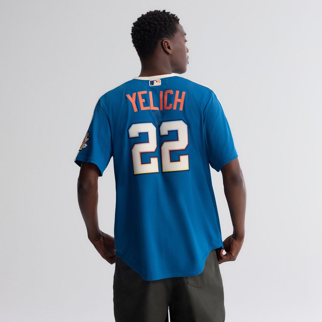 Christian Yelich Milwaukee Brewers Nike 2026 City Connect Stadium Jersey - Mineral Blue Official MLB Team Apparel Baseball Fan Gear