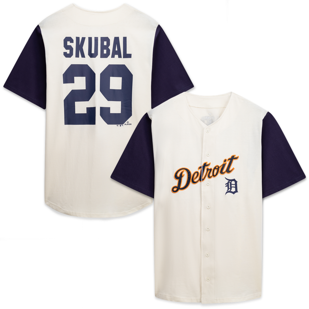 Detroit Tigers Profile Big & Tall Two-Color Fashion Jersey - Cream/Navy Official MLB Team Apparel Baseball Fan Gear